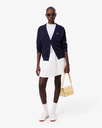 Cardigan in cotone a punto muschio con scollo a V