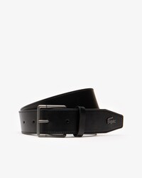 Cintura in pelle liscia dotata di fibbia ad ardiglione con rullo e incisione petit piqué da uomo