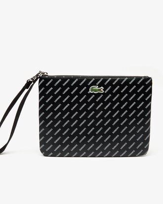 Clutch da donna in canvas spalmato con stampa e manico da polso Lacoste LIVE