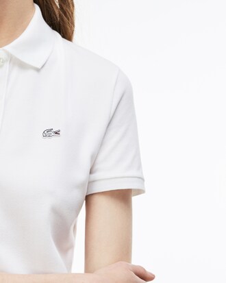 Abito a polo in mini piqu&eacute; di cotone stretch tinta unita