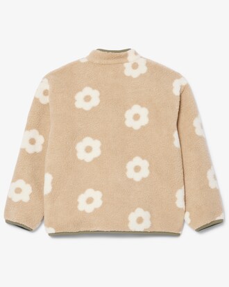 Giacca in pile con zip e motivo floreale