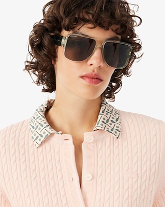 Cardigan a righe in maglia a trecce