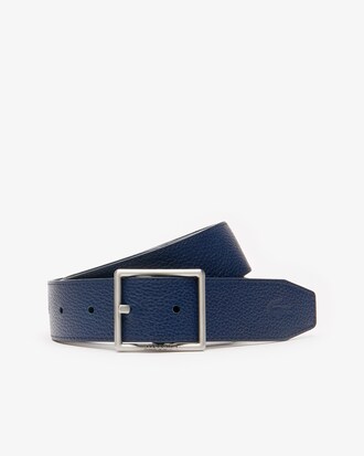 Cintura in pelle martellata e satinata double face con doppia fibbia da uomo