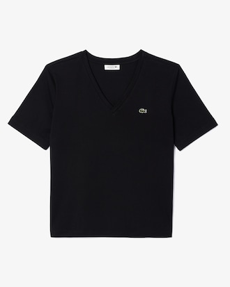 T-shirt con scollo a V in morbido cotone relaxed fit