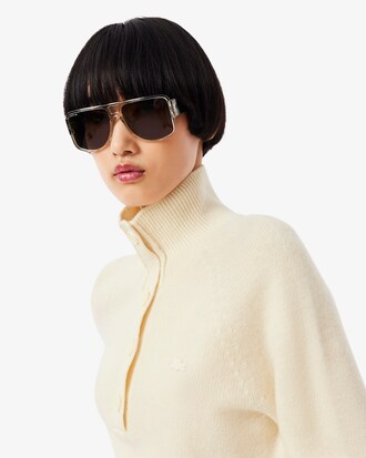 Maglione a collo alto in lana cardata