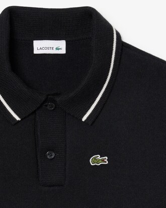 Polo a maniche lunghe in misto cotone e lana