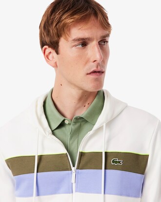 Felpa con cappuccio e zip color block