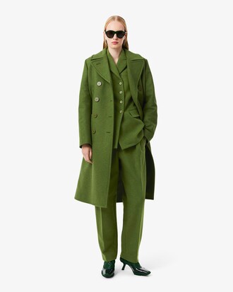 Pantaloni sartoriali in lana fiammata taglio dritto Runway