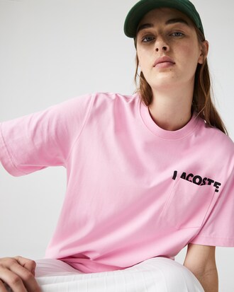 T-shirt unisex in cotone con tasca e scritta loose fit Lacoste LIVE