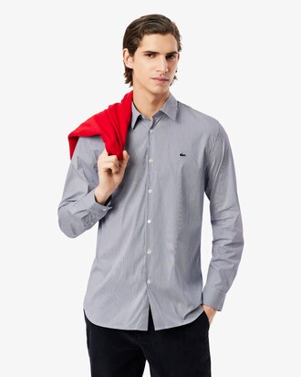 Camicia a righe in popeline stretch slim fit