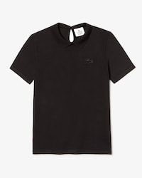 Polo da donna in piqu&eacute; elasticizzato con coccodrillo in velluto slim fit Lacoste LIVE