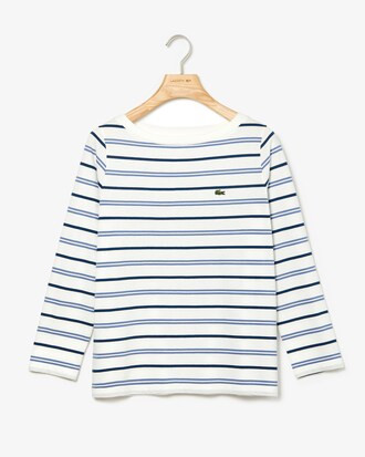 Camicia da donna alla marinara con scollo a barchetta in misto cotone