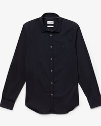 Camicia slim fit in popeline di cotone stretch tinta unita