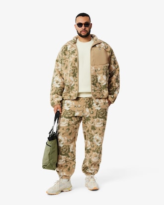 Giacca in pile con zip e motivo floreale