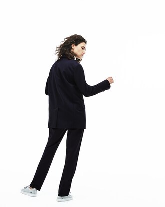 Blazer doppiopetto da donna a righe tono su tono oversize