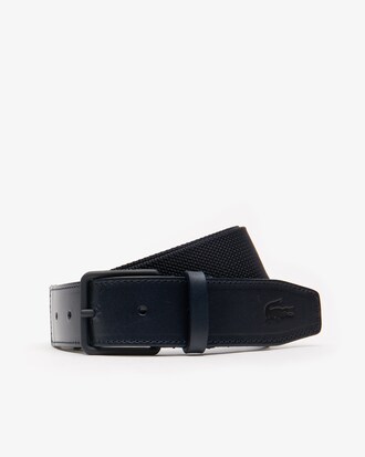 Cintura in pelle e tessuto intrecciato con fibbia ad ardiglione da uomo