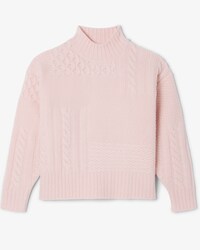 Maglione in lana a collo alto effetto patchwork