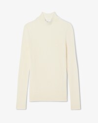 Maglione a collo alto in maglia di lana merinos a coste