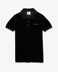 Polo da donna in velluto con logo dorato slim fit Lacoste LIVE
