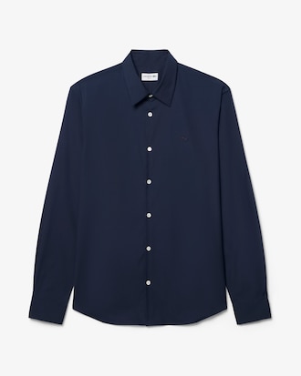 Camicia in popeline elasticizzato slim fit