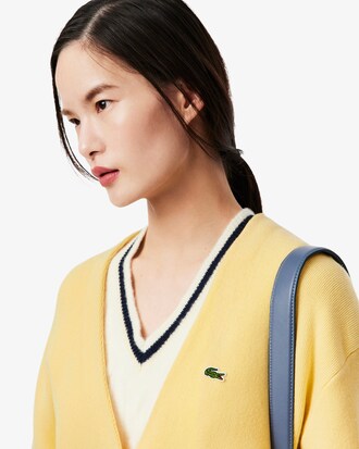 Cardigan in cotone a punto muschio con scollo a V