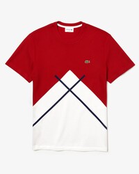 T-shirt da uomo in piqu&eacute; con motivo jacquard con collo rotondo Made In France
