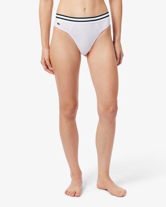 Tanga con vita rigata in cotone