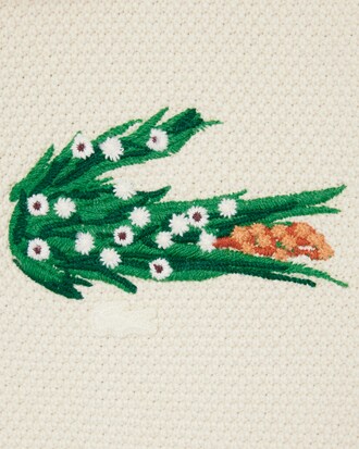 Maglione in piqu&eacute; con collo a polo e coccodrillo floreale Runway