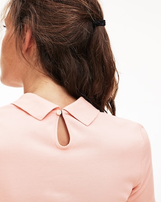 Polo da donna in piqu&eacute; elasticizzato con coccodrillo in velluto slim fit Lacoste LIVE