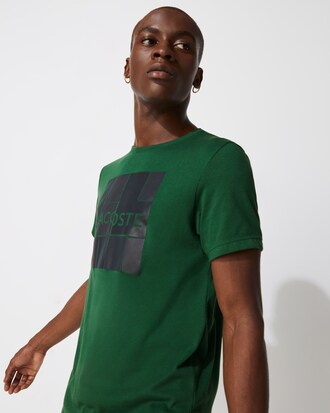 T-shirt da uomo in jersey traspirante con stampa grafica Lacoste SPORT
