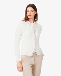 Cardigan a righe in maglia a trecce
