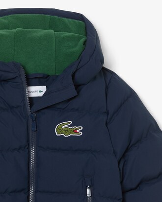 Giacca unisex imbottita con cappuccio e coccodrillo ricamato