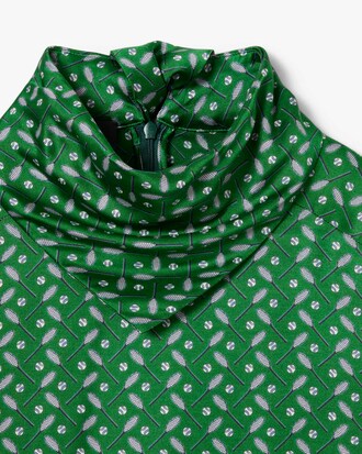 Abito con scollo a sciarpa in raso stampato Runway