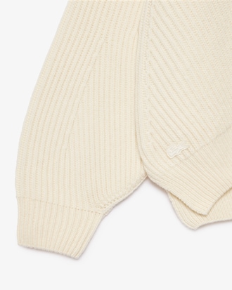 Maglione in lana a coste inglesi con collo con zip
