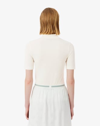 Polo slim fit in seta con coccodrillo con perline Runway