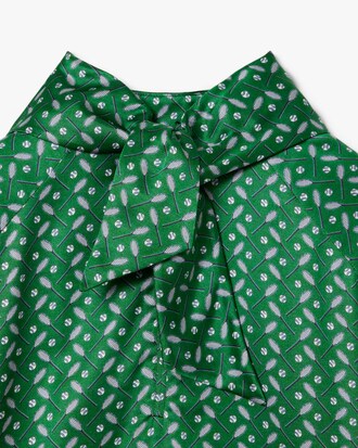 Abito con scollo a sciarpa in raso stampato Runway