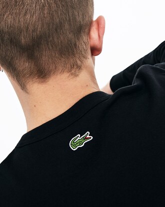 T-shirt da uomo in cotone a righe arcobaleno con scritta Lacoste LIVE