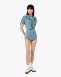 Shorts in maglia a trecce effetto lavato
