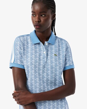 Vestito polo in jacquard con monogramma slim fit