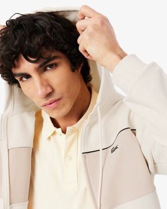 Felpa color block con cappuccio e zip