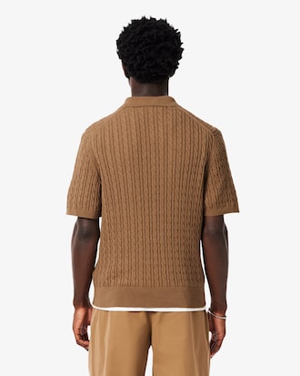 Polo classic fit in maglia a trecce di cotone