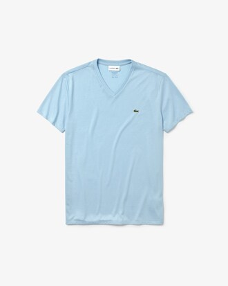 T-shirt con collo a V in jersey di cotone Pima leggero