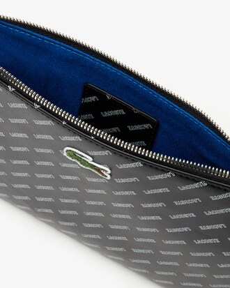 Clutch da donna in canvas spalmato con stampa e manico da polso Lacoste LIVE