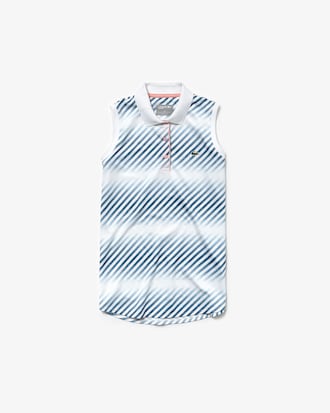 Polo da tennis da donna in piqu&eacute; traspirante a righe sfumate Lacoste SPORT