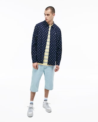 Camicia da uomo in popeline con stampa mini cashmere boxy fit Lacoste LIVE