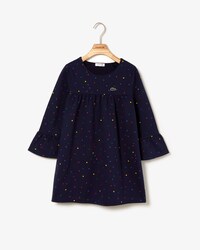 Vestito da bambina in felpa con balze a pois