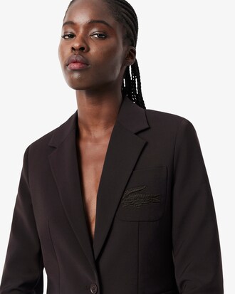 Blazer in lana slim fit con logo ricamato