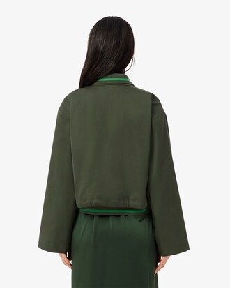 Giacca oversize in twill con logo e collo a polo