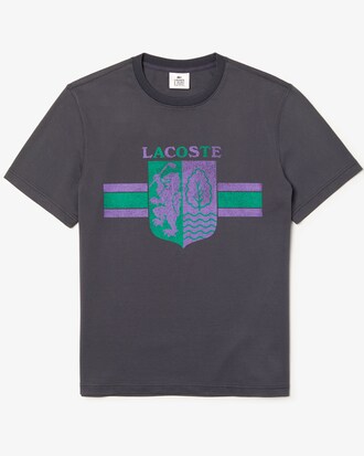 T-shirt da uomo in cotone con collo rotondo e simbolo stampato Lacoste LIVE