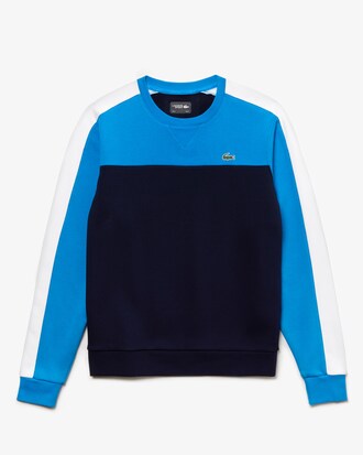 Felpa da tennis da uomo in pile color block con collo rotondo Lacoste SPORT